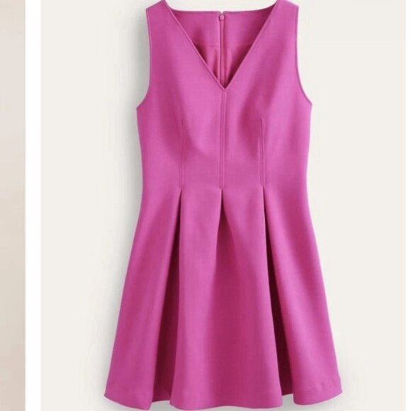 BODEN Pink V-neck Wool Blend Skater Peplum Mini Dress Sz 10 NWT - Picture 4 of 8